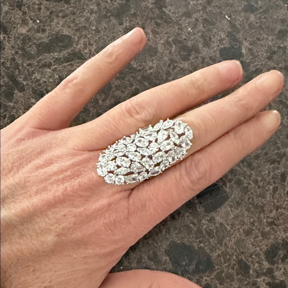 Elegant Sterling Silver Crystal Ring